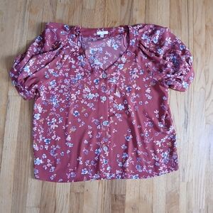 Button Front Floral Top